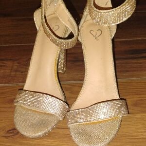 Gold Glitter High Heel Sandals